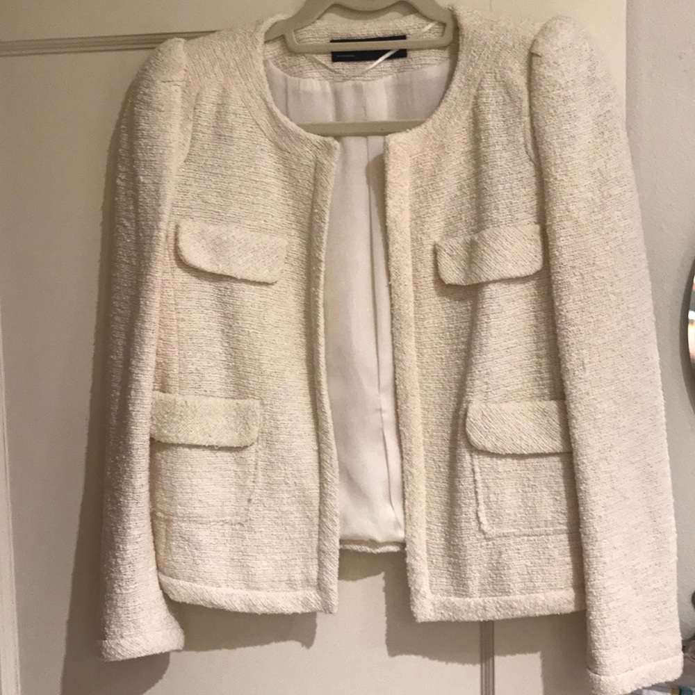 Zara White Tweed Blazer